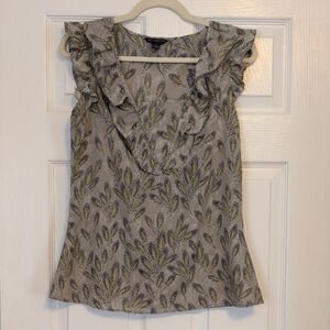 Banana Republic Leaf Print Blouse with Ruffles